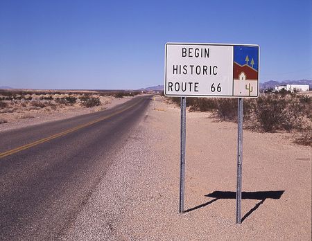 City of Top Rock. Beginning of historic Route 66 road signの写真素材