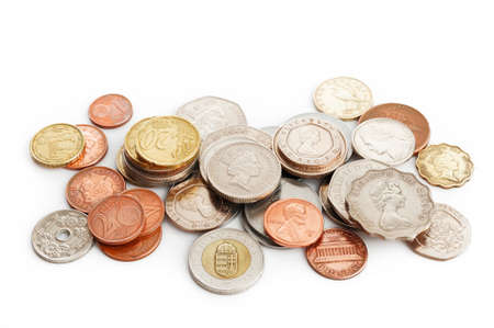 Old coins on white background