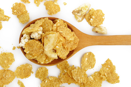 muesli on wooden spoon