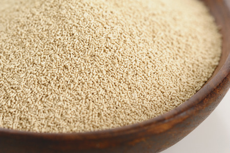 Yeast in wooden spoonの写真素材