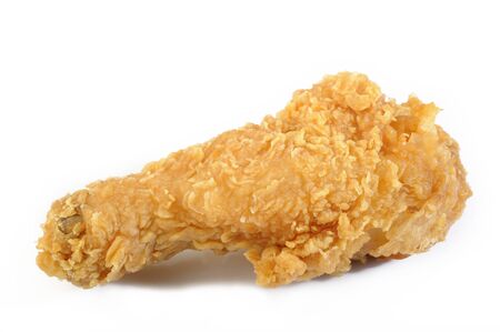 fried chicken drumstick on white backgroundの写真素材