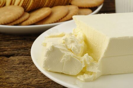 cream cheese with crackersの写真素材