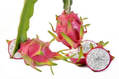 Dragon fruit on white backgroundの写真素材