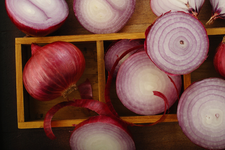 Sliced red onionの写真素材