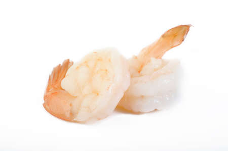 cooked shrimps on white backgroundの写真素材