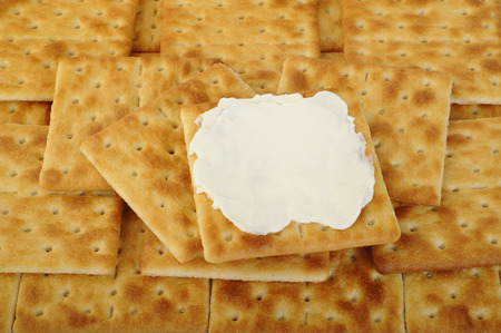cracker with cream cheeseの写真素材