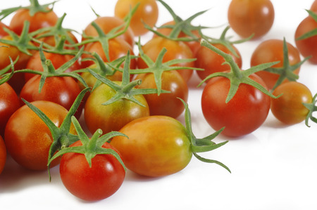 fresh cherry tomato on white backgroundの写真素材