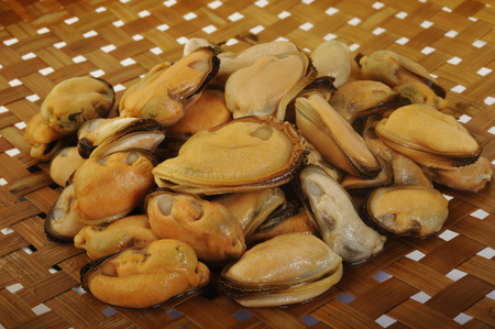 peeled frozen musselsの写真素材