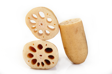 Lotus root on white backgroundの写真素材