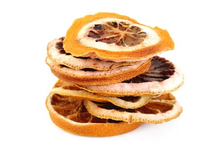 dried grapefruit on white backgroundの写真素材
