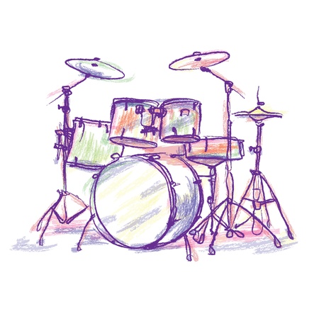 colorful drum drawing の写真素材