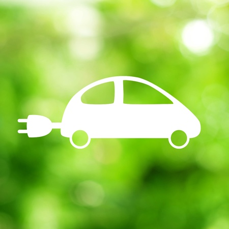 Green ecological electric car sign. の写真素材