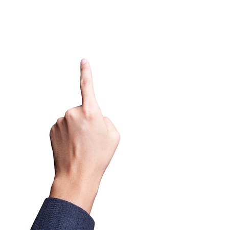 pointing finger of businessman isolate on white backgroundの写真素材