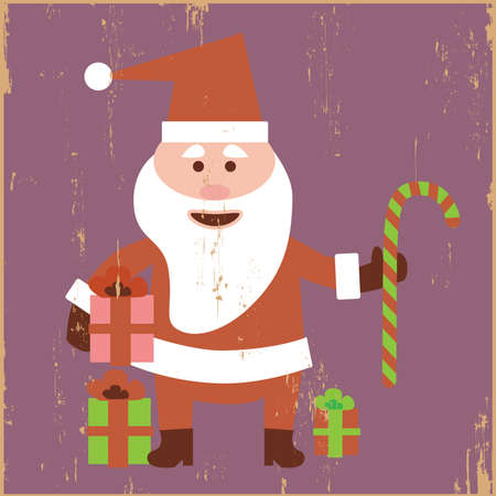 Vintage Santa in grunge backgroundの写真素材