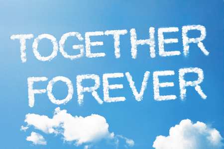 Together forever a cloud  massage on skyの写真素材