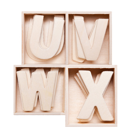 U,V,W,Z wood alphabet in blockの写真素材