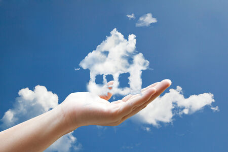 house cloud in handの写真素材