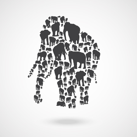 Elephant made of elephant. A vector illustrationのイラスト素材