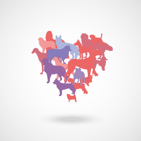 heart made from pink purple and blue vector dogのイラスト素材