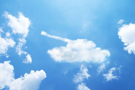 Clouds shaped like a tank.の写真素材