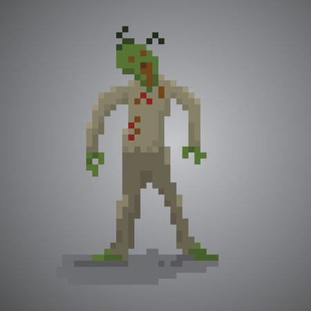 Zombie pixel 8 bit vector illustration.のイラスト素材
