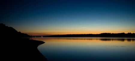 Summer night at the river Volga. Yaroslavl region. Russiaの写真素材