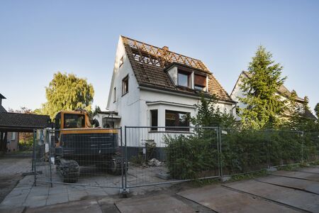 House demolition, teardown of a single house, Hamburg, Germanyの写真素材