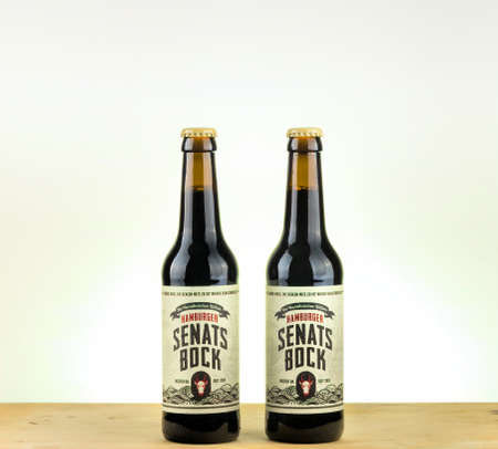 Two bottles of Craftbeer Hamburger Senatsbockのeditorial素材