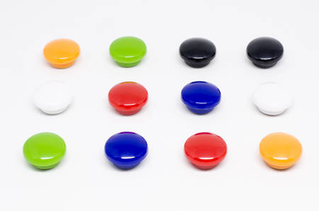 Colorful magnetic letters isolated on whiteの写真素材