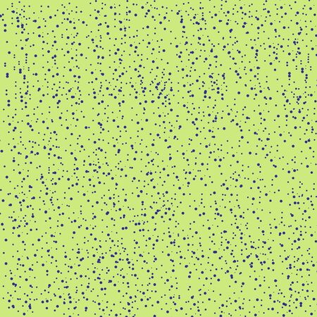 Chaotic uneven spots or dots seamless vector pattern. Hand drawn splash texture. Shades of blue spray on green background. Tiny specks or blobs of various size abstract ornament.のイラスト素材
