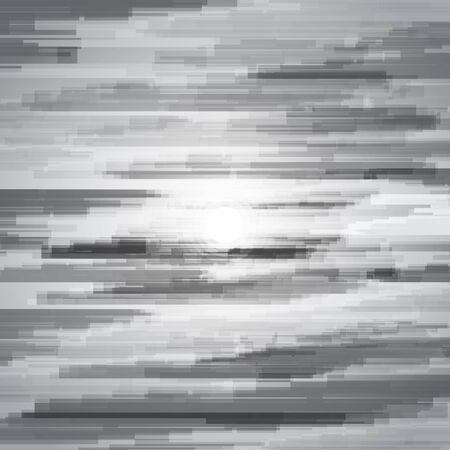 Glitched horizontal stripes. black and white night lights. Digital signal error. Abstract background for a poster, cover, business card or postcard. Element of design. vector illustrationのイラスト素材