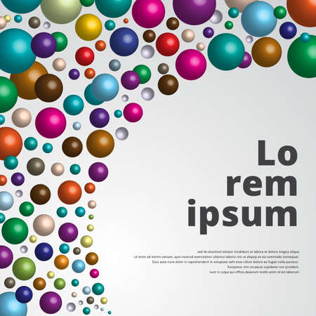 Colorful glossy 3d spheres background for template print, ad, poster, brochure, magazine. Vector illustrationのイラスト素材