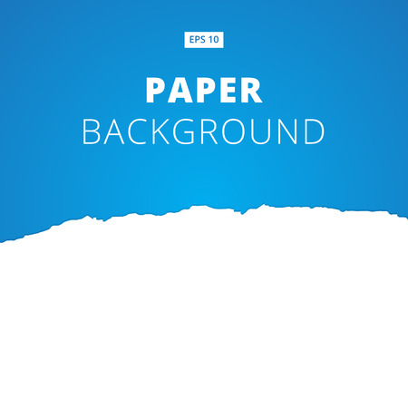 White ripped paper cut on blue background, Vector illustrationのイラスト素材