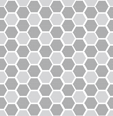 Modern stylish texture. Repeating geometric tiles with filled with dotted hexagons. Regular hipster background. Small circles form hexagonal minimalistic ornament.Vector illustrationのイラスト素材