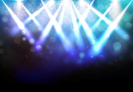 Magic Spotlights with Blue rays and glowing effect for party event, concert, advertising, Vector illustrationのイラスト素材