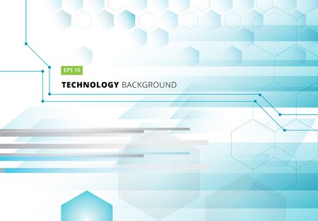 Abstract technology geometric digital blue hexagons concept background. Space for your text. Vector illustrationのイラスト素材