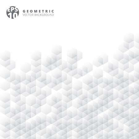 Abstract geometric hexagon, white and gray grid mosaic background. Creative design templates. Vector illustrationのイラスト素材