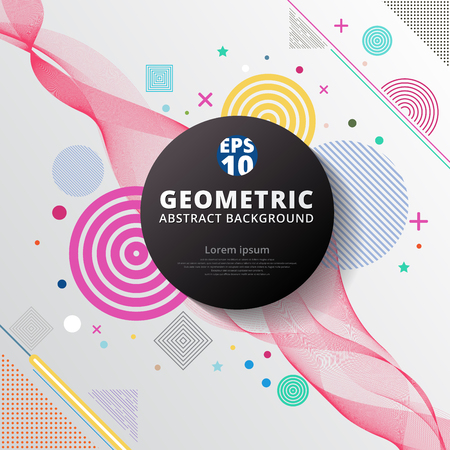 Abstract colorful color circle geometric pattern design and background. Use for modern design, cover, poster, template, decorated, brochure, flyer.のイラスト素材