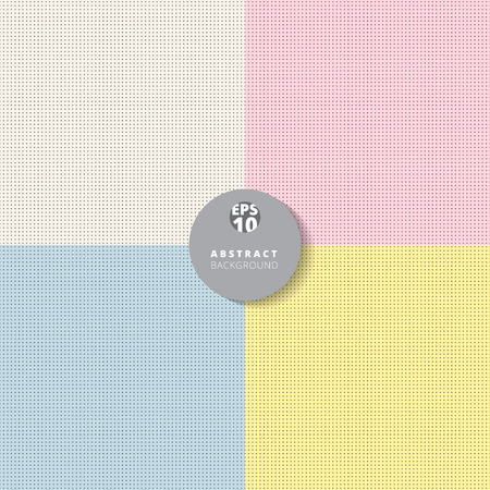 Set of black polka dot pattern on blue, yellow, pink, brown pastels background with gray circle label. Vector illustrationのイラスト素材