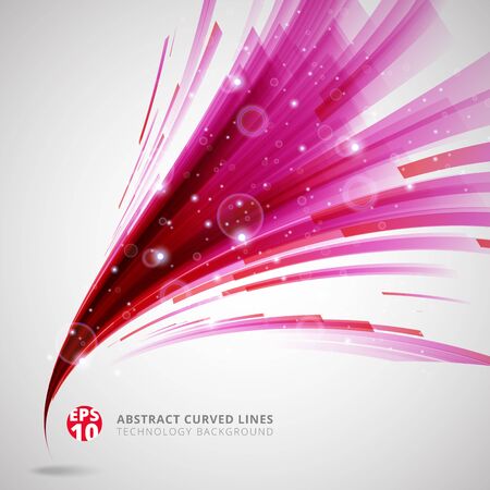 abstract pink and red lines curve circle swirl technology with sparkling light vector illustration element copy spaceのイラスト素材
