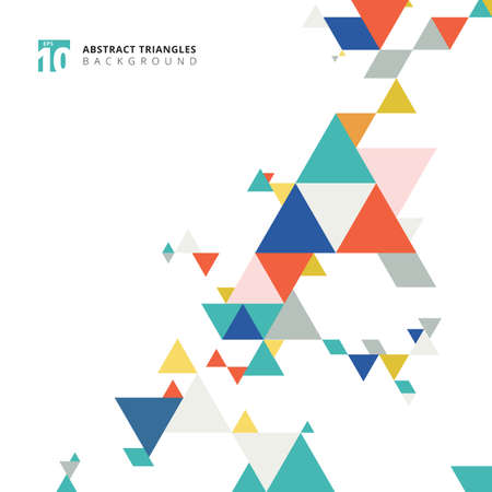 Abstract modern colorful triangles pattern elements on white background with copy space. Vector graphic illustration.のイラスト素材