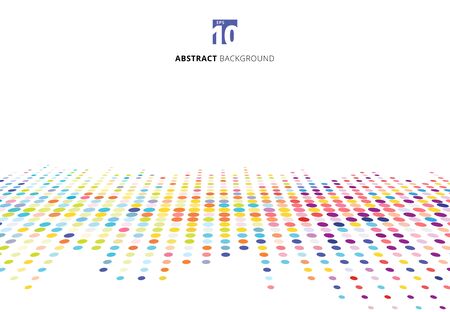 Abstract colorful halftone texture dots pattern perspective isolated on white background. vector illustrationのイラスト素材