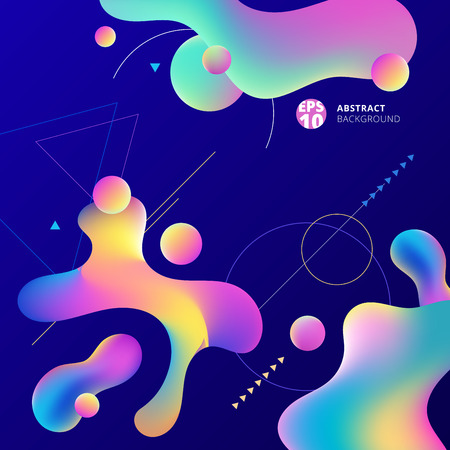 Abstract colorful plastic shapes with geometric on blue background. Vector illustrationのイラスト素材