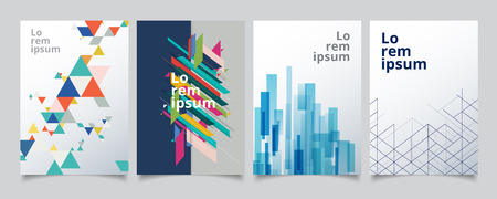 Set template geometric covers design, gradient colorful halftone with lines pattern background. Vector illustrationのイラスト素材