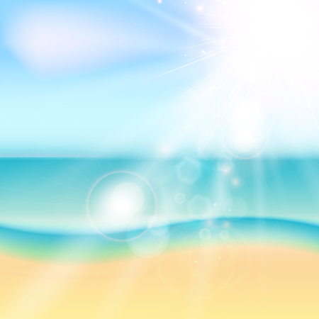 Summer beach and tropical sea with sunlight. Vector illustrationのイラスト素材