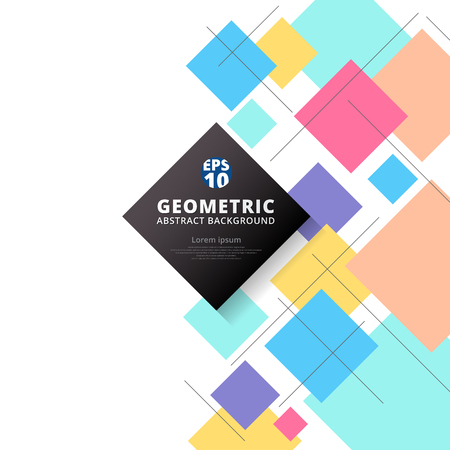 Abstract colorful squares geometric pattern design and background. Use for modern design, cover, poster, template, decorated, brochure, flyer.のイラスト素材