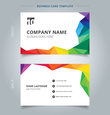 Business name card template design abstract colorful low polygon style on white background. Vector illustrationのイラスト素材