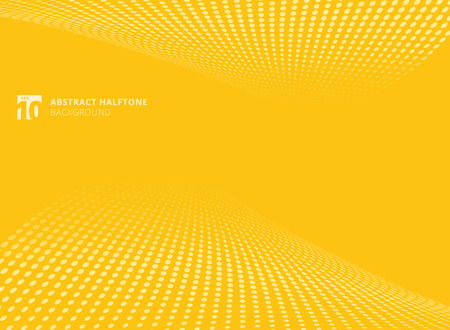 Abstract pattern dots yellow color halftone perspective background. Vector illustrationのイラスト素材