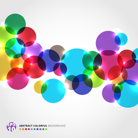 Abstract colorful circles with light glowing on white background. Vector illustrationのイラスト素材