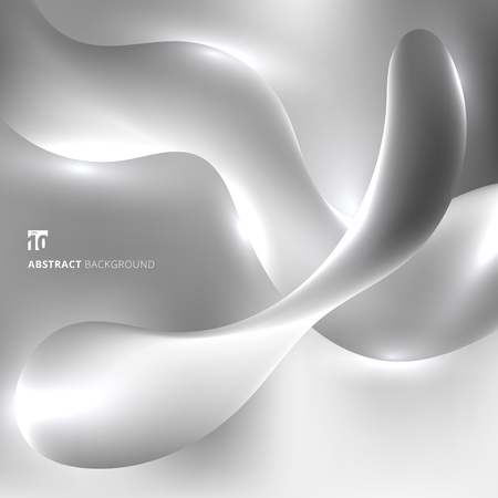 Abstract 3D fluid twisted with lighting effect on gray background. Vector illustrationのイラスト素材